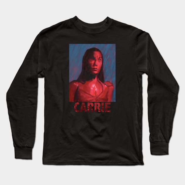 Carrie Digital Portrait- Text Design Long Sleeve T-Shirt by ianoz